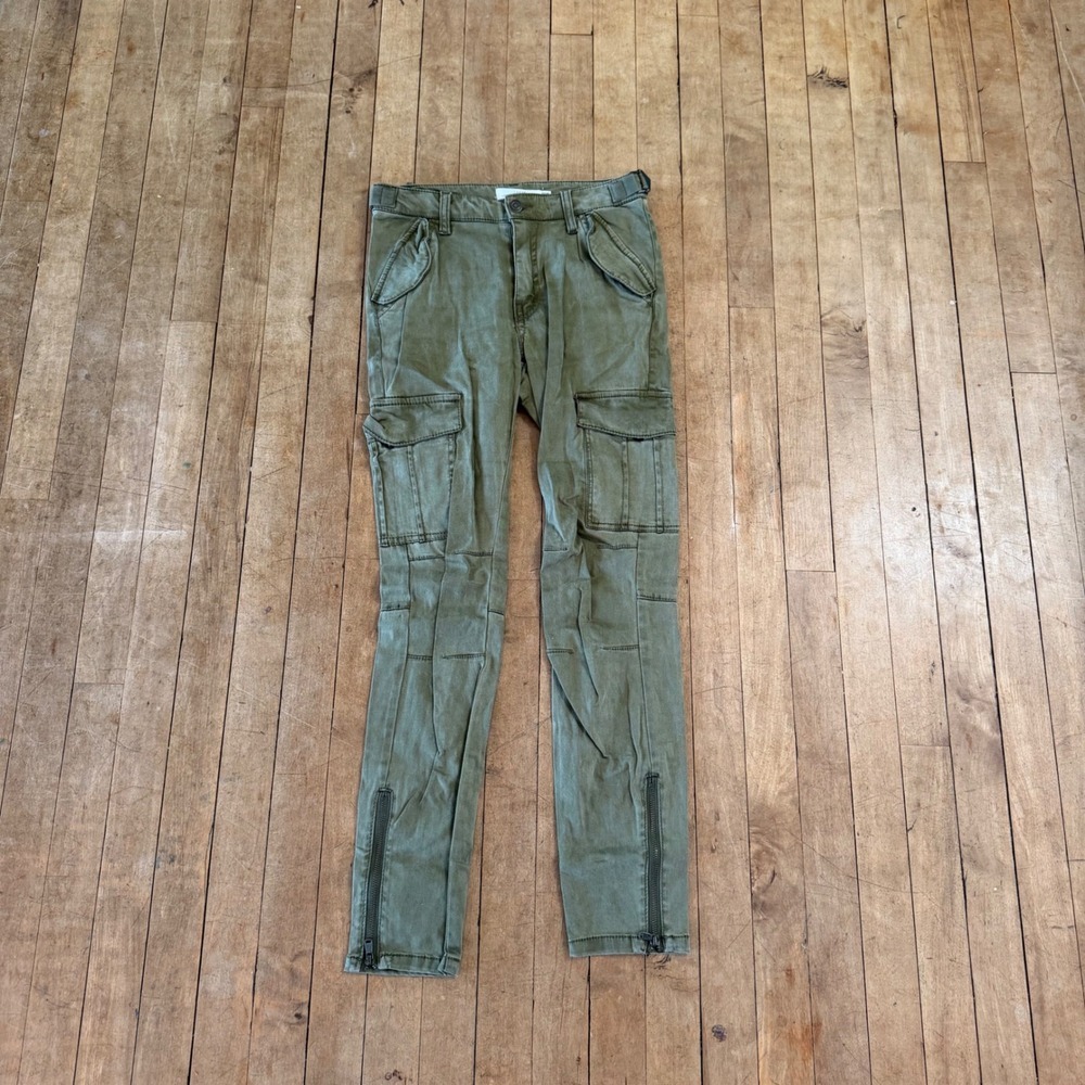 H&M LOGG Cargo Skinny Pants Olive Green Zip Ankle Utility Pockets Women US 6